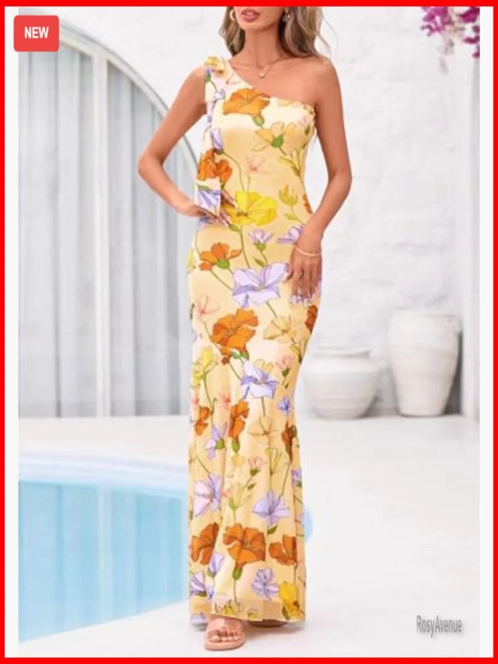 One Shoulder Maxi Dress Formal Bodycon Mesh Slim Fit Lightweight
